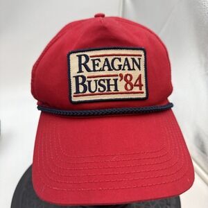 Reagan Bush '84 Presidential Campaign Red Rope Baseball Cap SnapBack CLASSIC
